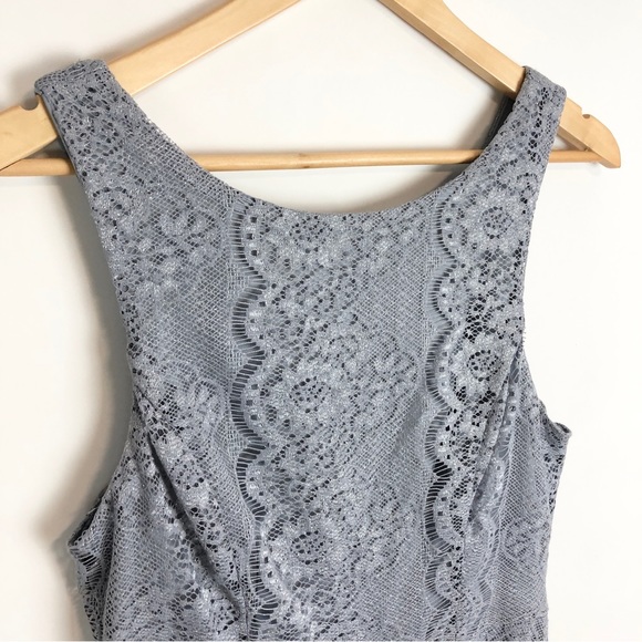 NWT Speechless Sleeveless Blue Silver Lace Skater Dress - Picture 5 of 12
